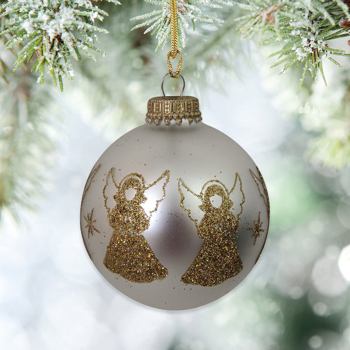 2 5/8" (67mm) Seamless Glass Ornament Handcrafted Seamless Hanging Holiday Decor for Trees, 4/Box, 12/Case, 48 Pieces