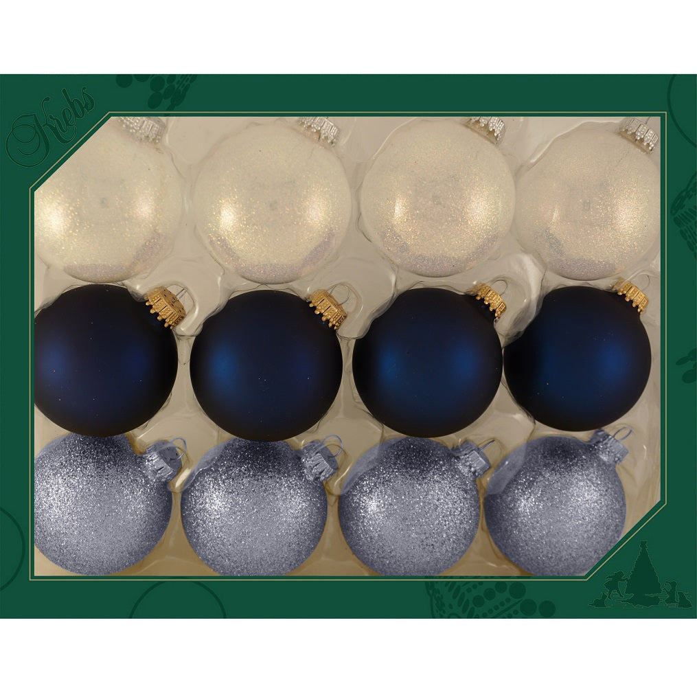 2 5/8" (67mm) Glass Ball Ornament Solid Color Variety Set, Hanukkah, 12/Box, 12/Case, 144 Pieces