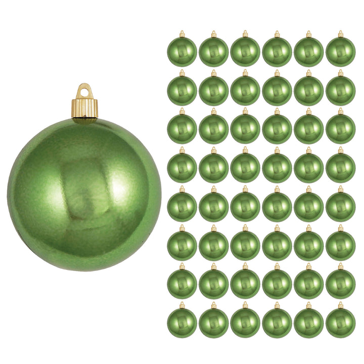 4" (100mm) Commercial Shatterproof Ball Ornament, Shiny Limeade, 4 per Bag, 12 Bags per Case, 48 Pieces