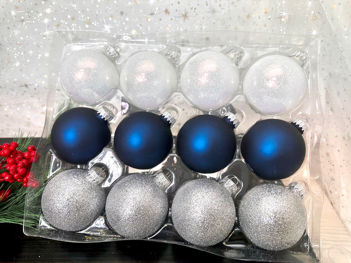 2 5/8" (67mm) Glass Ball Ornament Solid Color Variety Set, Hanukkah, 12/Box, 12/Case, 144 Pieces