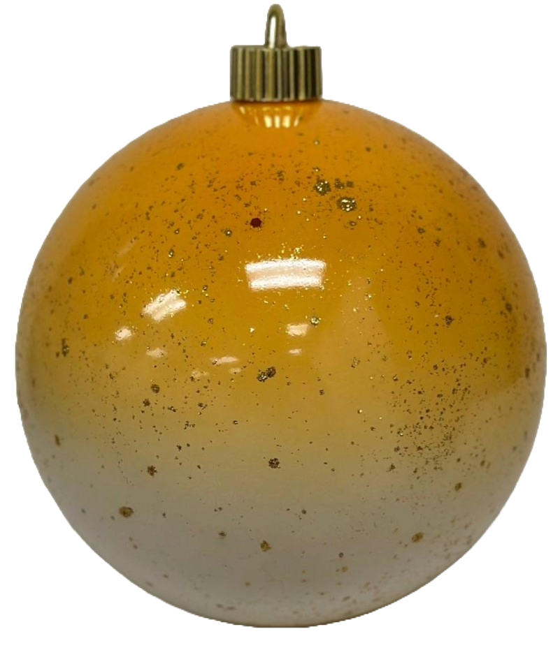 6" (150mm) Large Commercial Shatterproof Ball Ornaments, Daisy Yellow Ombre with Glitter Sparkles , 1/Box, 12/Case, 12 Pieces