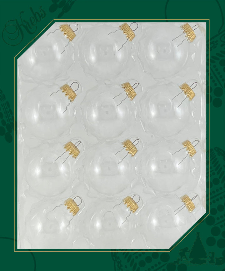 2" (50mm) Ball Ornaments, Gold Caps, Clear, 8/Box, 12/Case, 96 Pieces