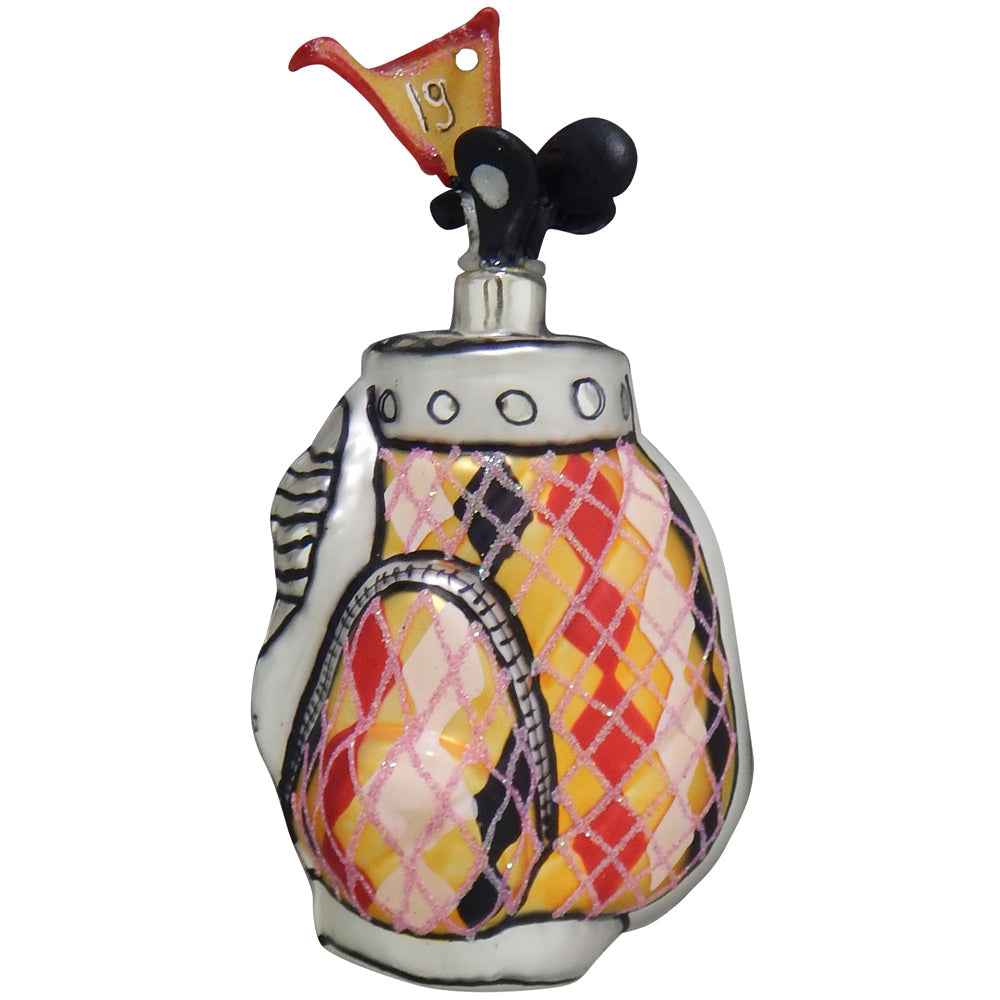 4 3/4" (120mm) Pink Plaid Golf Bag Figurine Ornaments, 1/Box, 6/Case, 6 Pieces
