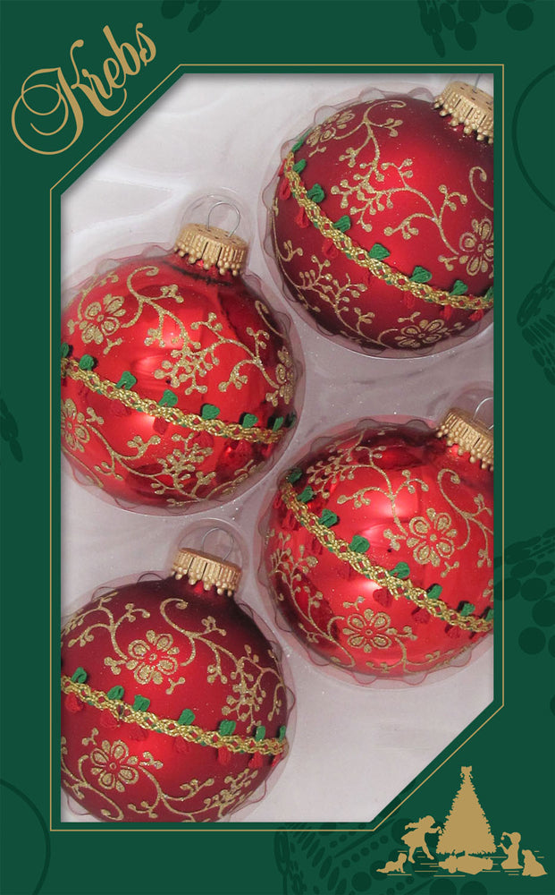 2 5/8 (67mm) Ball Ornaments Christmas Red and Red Velvet with Gold Gl –  Christmas by Krebs Wholesale