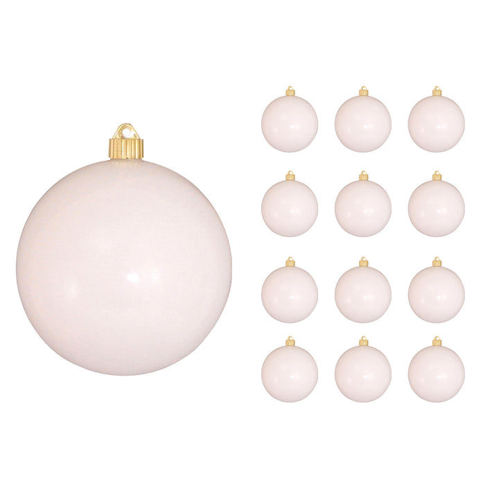 6" (150mm) Commercial Shatterproof Ball Ornament, Shiny Pure White, 2 per Bag, 6 Bags per Case, 12 Pieces