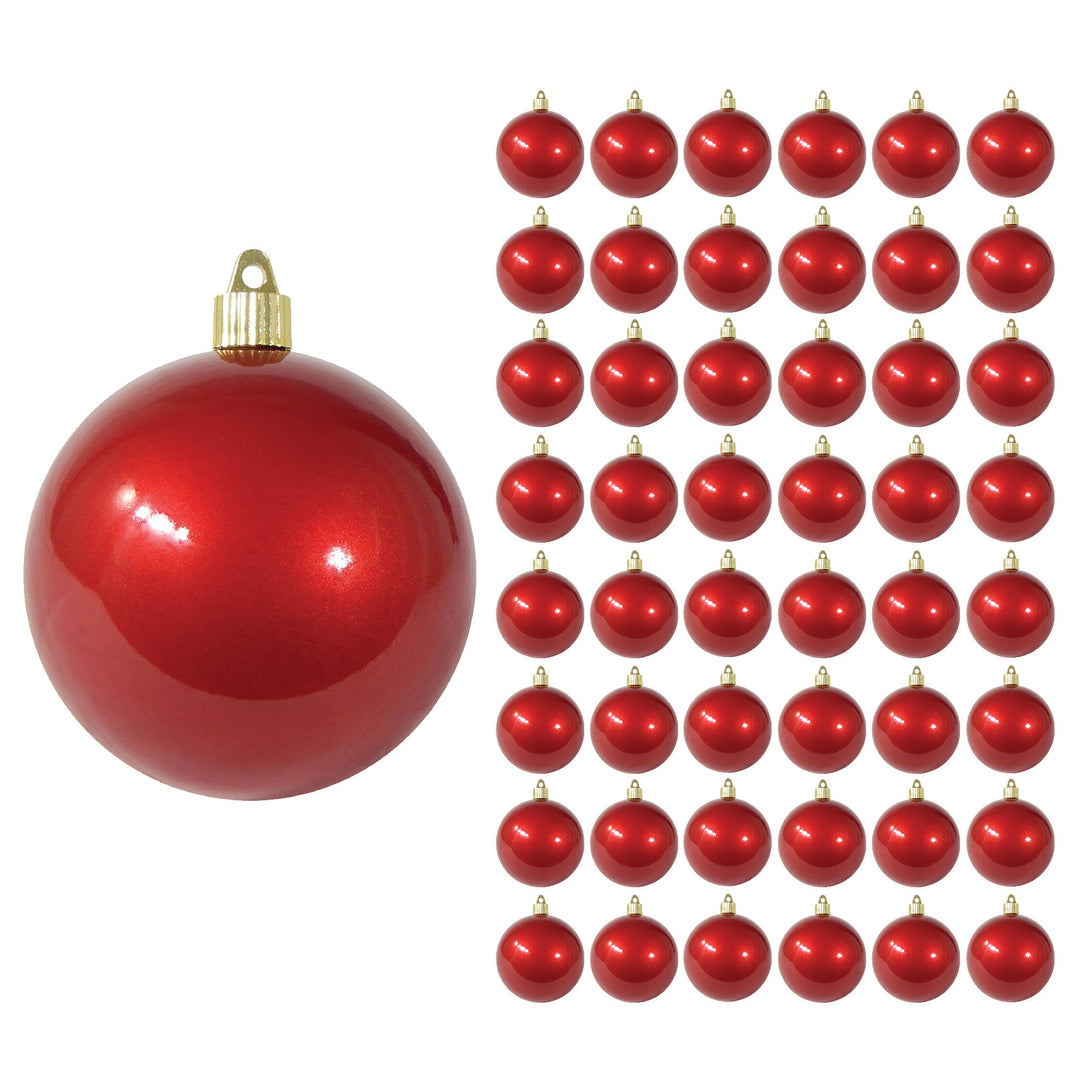 4" (100mm) Commercial Shatterproof Ball Ornament, Candy Red, 4 per Bag, 12 Bags per Case, 48 Pieces