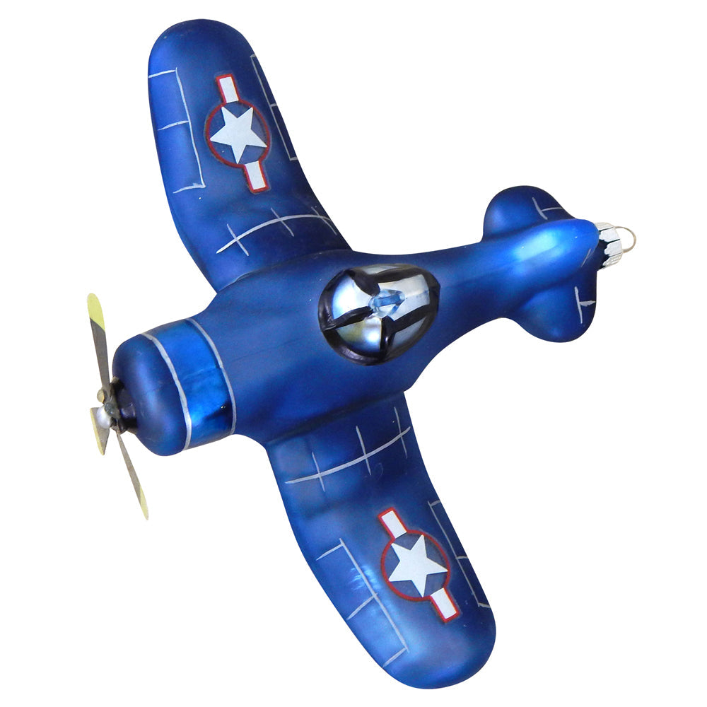 6" (150mm) Blue Fighter Plane Figurine Ornaments, 1/Box, 6/Case, 6 Pieces