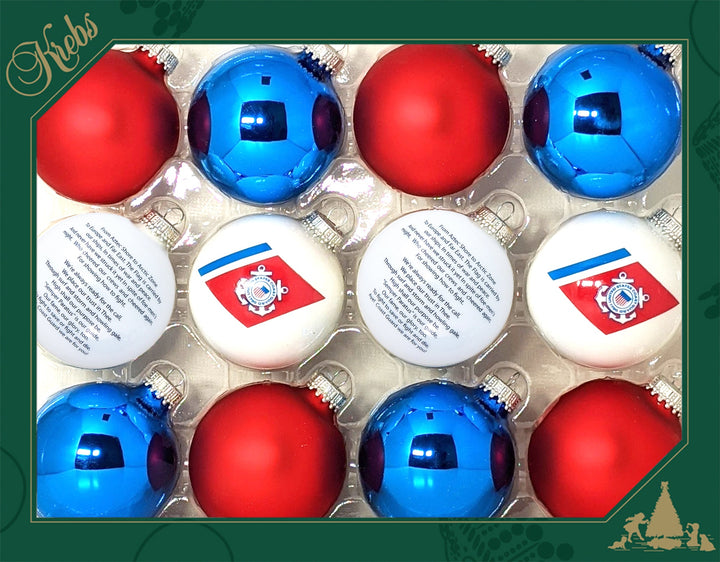 2 5/8" (67mm) Ball Ornaments, Coast Guard Variety Set, 12/Box, 12/Case, 144 Pieces