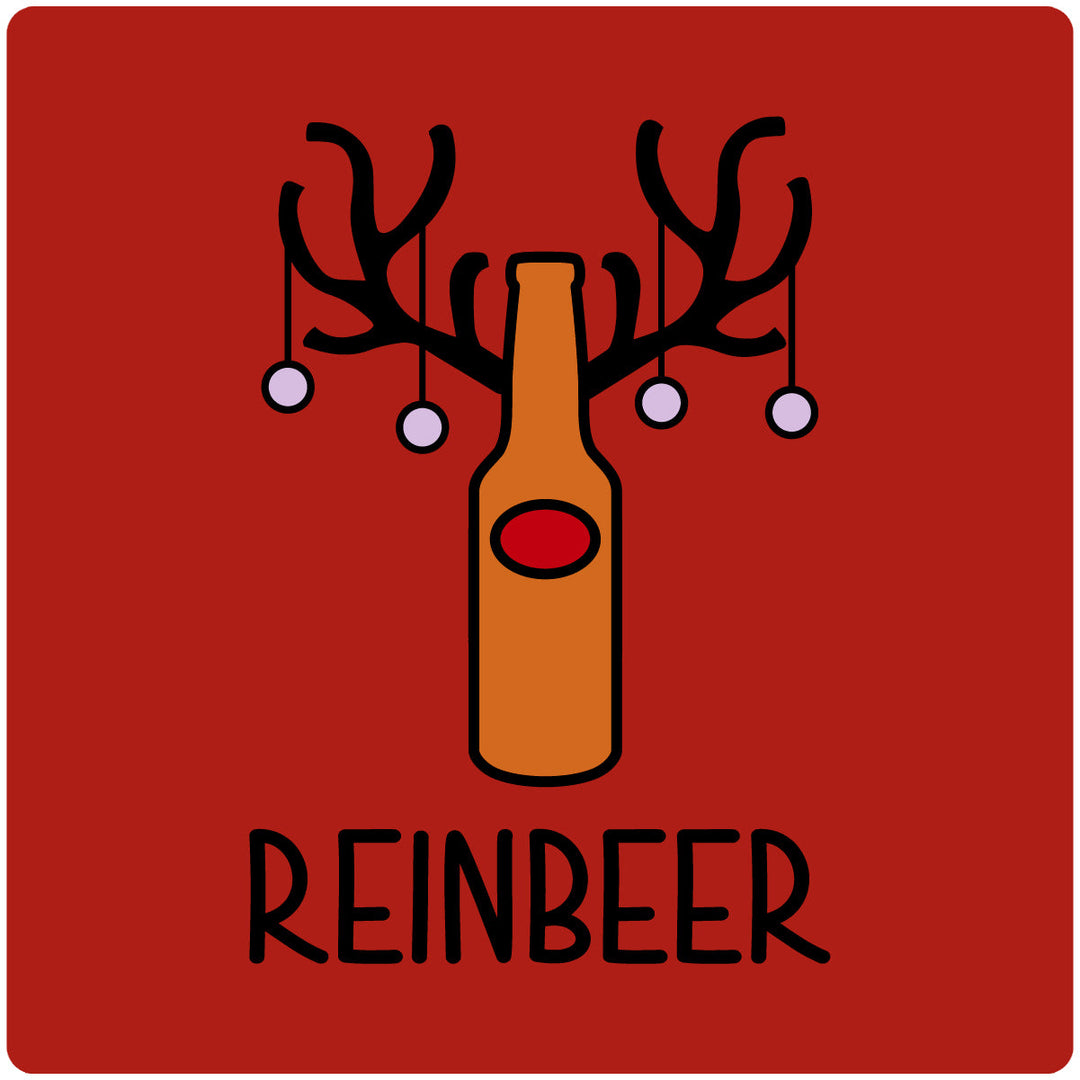 4" Square Cermaic Christmas Humor Coaster Set, Reinbeer, 2 Sets of 4, 8 Pieces