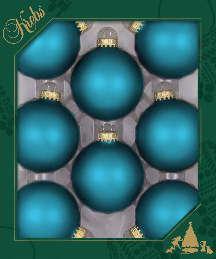 2 5/8" (67mm) Ball Ornaments, 8/Box, 12/Case, 96 Pieces (Turquoise Bliss Velvet)