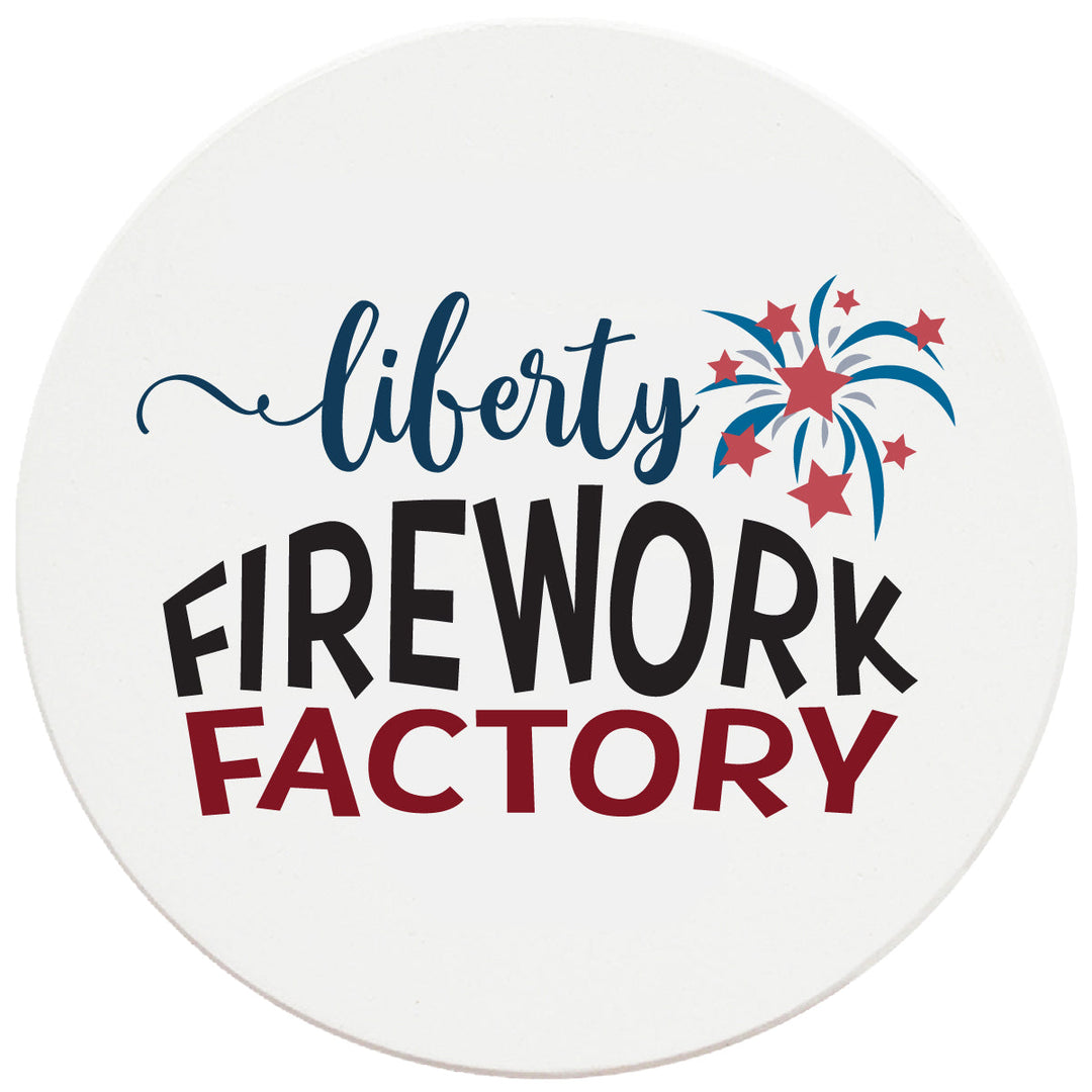 4 Inch Round Ceramic Liberty Firework Factory, 2 Sets of 4, 8 Pieces