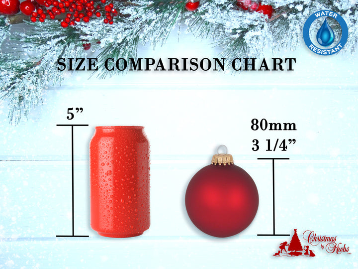 3 1/4" (80mm) Bright Silver Glass Ball Ornaments, First Responder EMS Logo, 1/Box, 12/Case, 12 Pieces