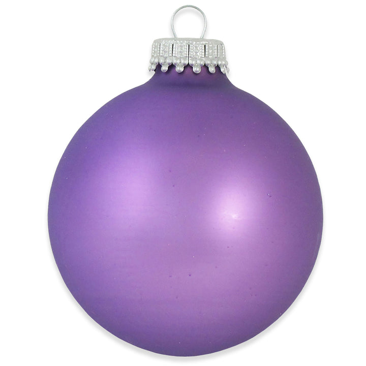 2 5/8" (67mm) Ball Ornaments, Silver Caps, Amethyst Velvet, 8/Box, 12/Case, 96 Pieces