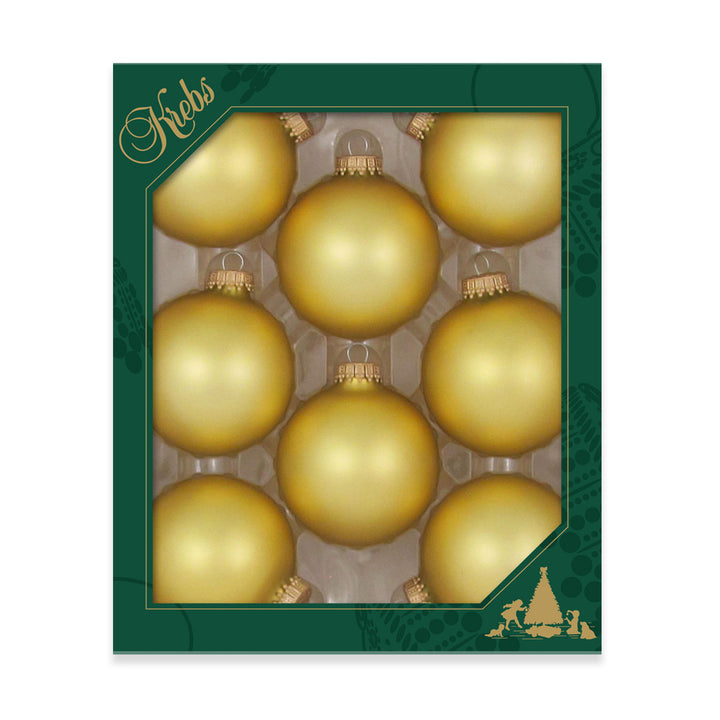 2 5/8" (67mm) Ball Ornaments, Gold Caps, Gold Velvet, 8/Box, 12/Case, 96 Pieces