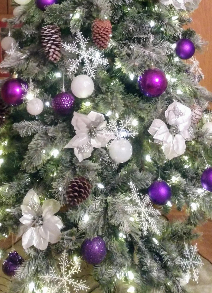 3 1/4" (80mm) Commercial Shatterproof Ball Ornament, Purple Glitter, Case, 8 PIECES PER BAG. 10 BAGS PER CASE, 80 PIECES PER CASE.