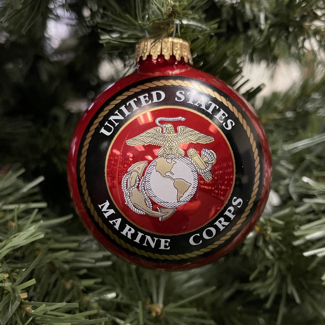 3 1/4" (80mm) Ball Ornaments, US Marine Corps, Flame Red, 1/Box, 12/Case, 12 Pieces