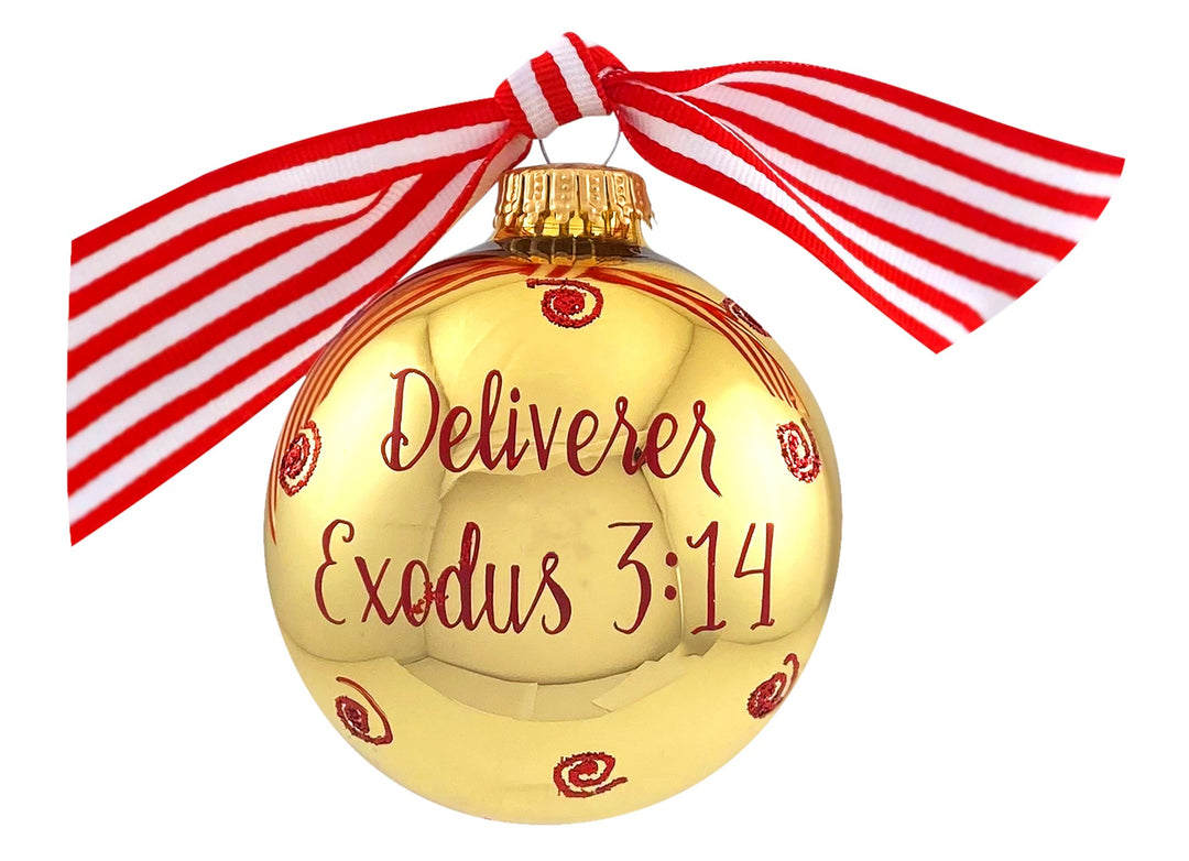3 1/4" (80mm) Personalizable Hugs Specialty Gift Ornaments, Aztec Gold Glass Ball with Bible Hero/ Moses