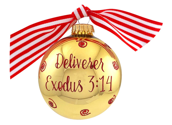 3 1/4" (80mm) Personalizable Hugs Specialty Gift Ornaments, Aztec Gold Glass Ball with Bible Hero/ Moses