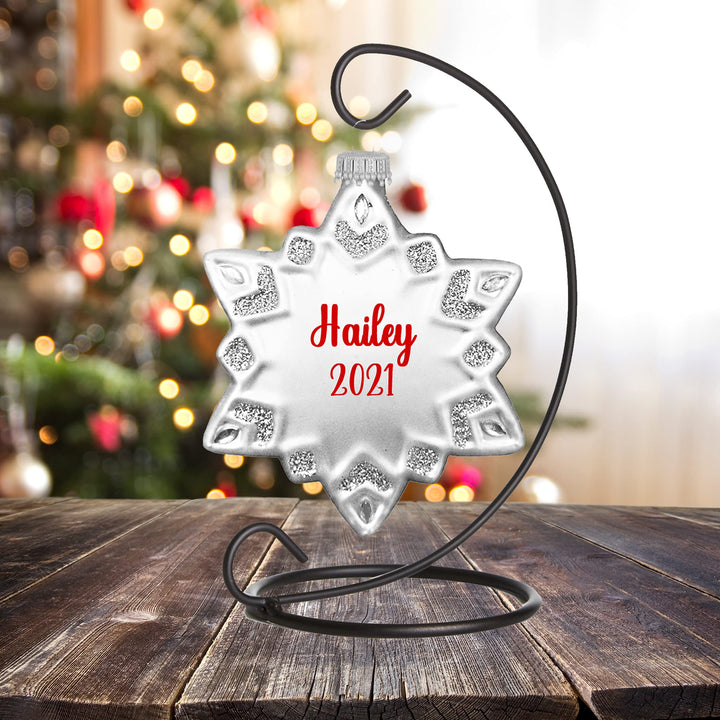 4" (100mm) Glass Snowflake Ornaments, 1/Box, 12/Case, 12 Pieces