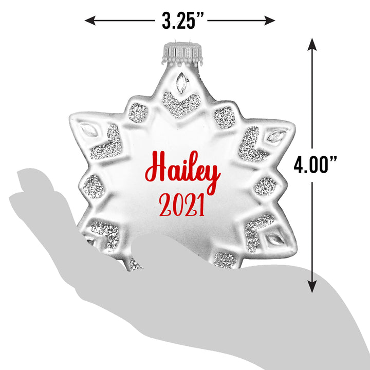 4" (100mm) Glass Snowflake Ornaments, 1/Box, 12/Case, 12 Pieces