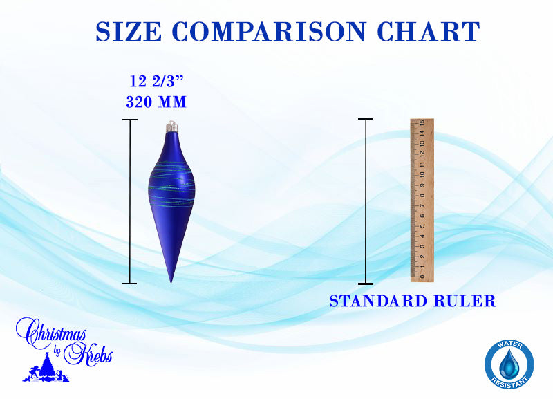 12 2/3" (320mm) Large Commercial Shatterproof Drop Ornaments, Arctic Chill, Case, 12 Pieces