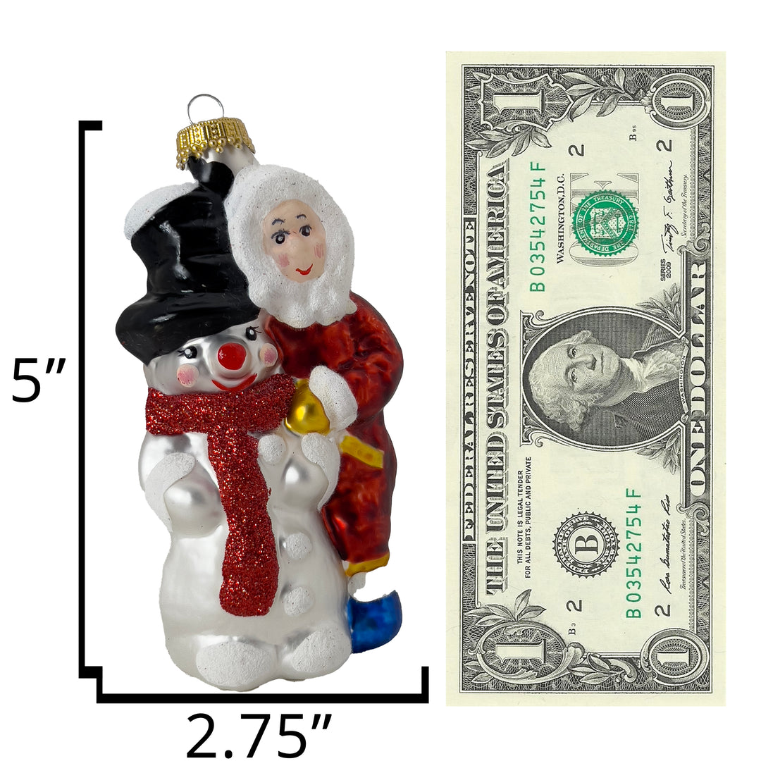 5" (12cm) Snowman with Child, White/ Red,  Figurine Ornaments, 1/Box, 6/Case, 6 Pieces