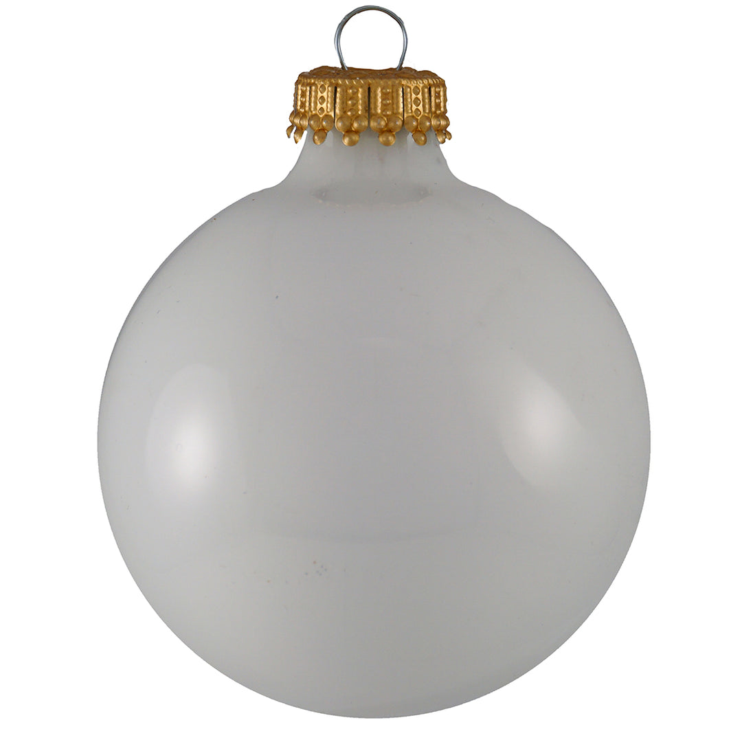 2 5/8" (67mm) Ball Ornaments, Silver/White Glass Ball with White & Silver Glitter Jax Variety Set, 12/Box, 12/Case, 144 Pieces