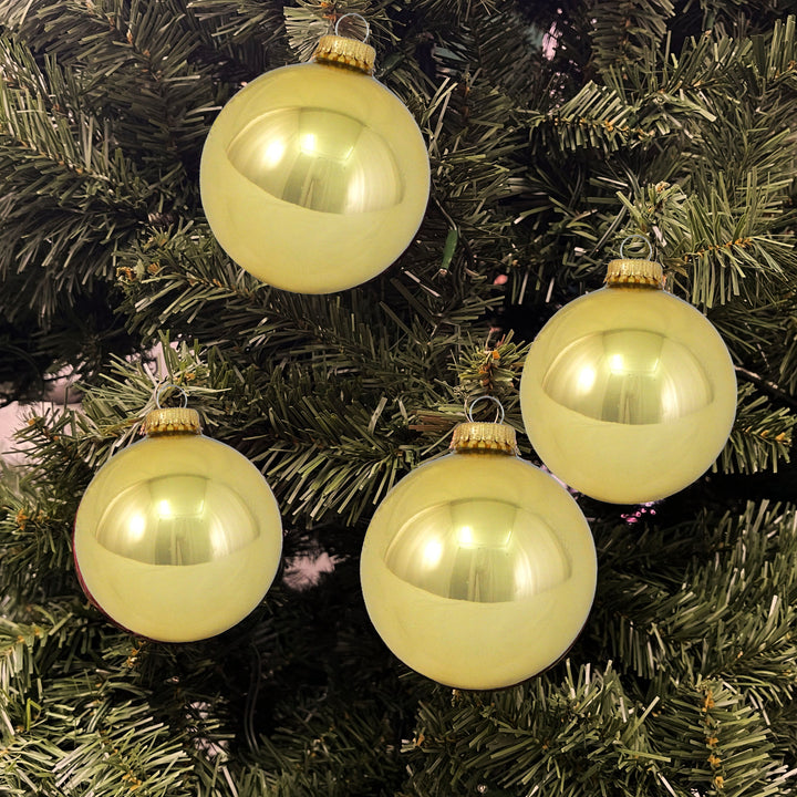 3 1/4" (80mm) Glass Ball Ornament, Aztec Gold, 4/Box, 12/Case, 48 Pieces