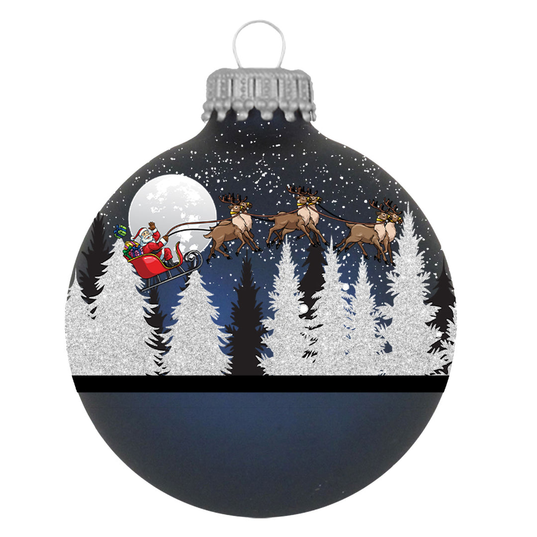 2 5/8" (67mm) Glass Ball Ornaments, Midnight Haze with Spirit Of Christmas Silver Caps, 4/Box, 12/Case, 48 Pieces