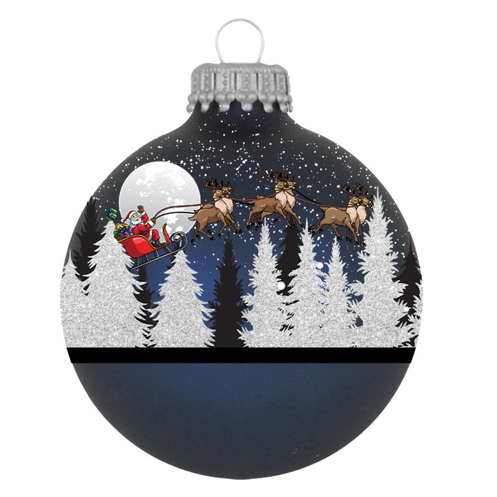 2 5/8" (67mm) Glass Ball Ornaments, Midnight Haze with Spirit Of Christmas Silver Caps, 4/Box, 12/Case, 48 Pieces