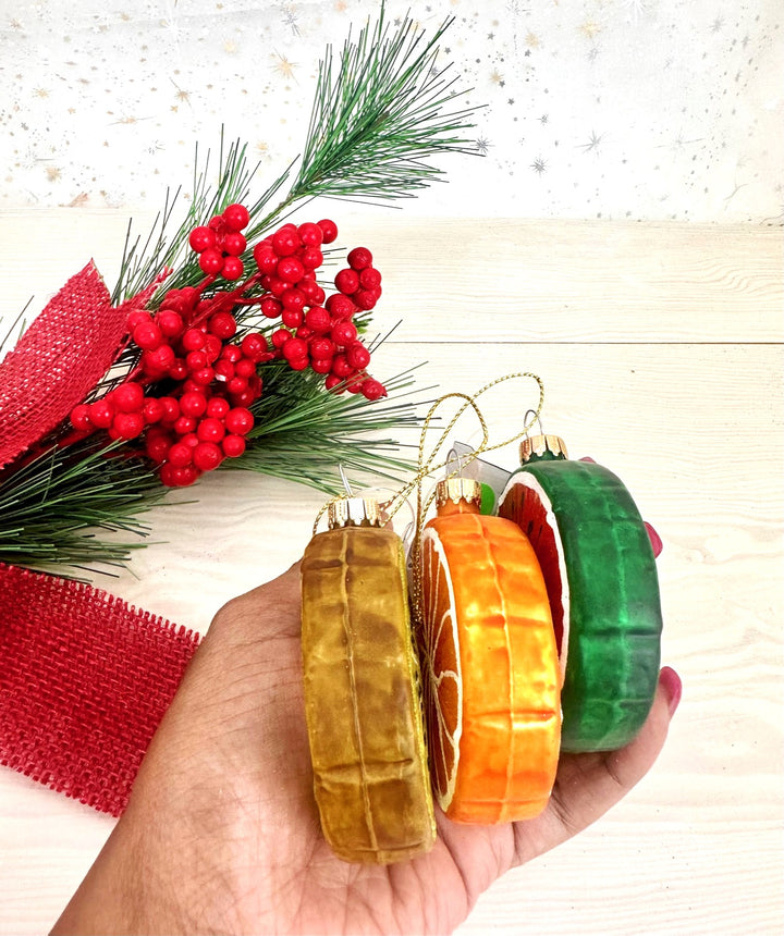 3" (76mm) Fruit Disc Glass Figurine Ornament Assortment, 1/Box, 6/Case, 6 Pieces