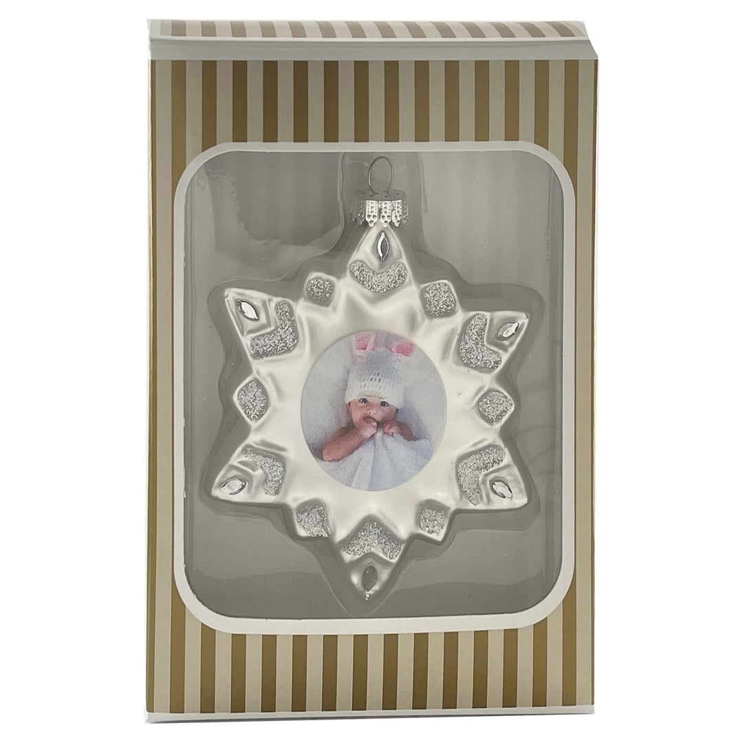 4" (100mm) Glass Snowflake Ornaments, 1/Box, 12/Case, 12 Pieces