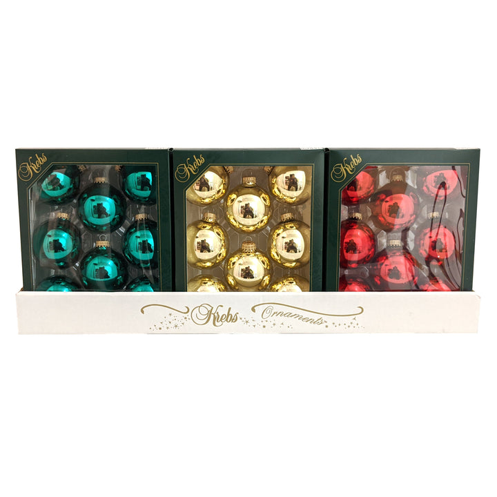 2 5/8" (67mm) Aztec Gold/ Christmas Red/ Emerald Green Assortment , 4 Boxes x 3 Colors. 12 Boxes per Case, 96Pieces
