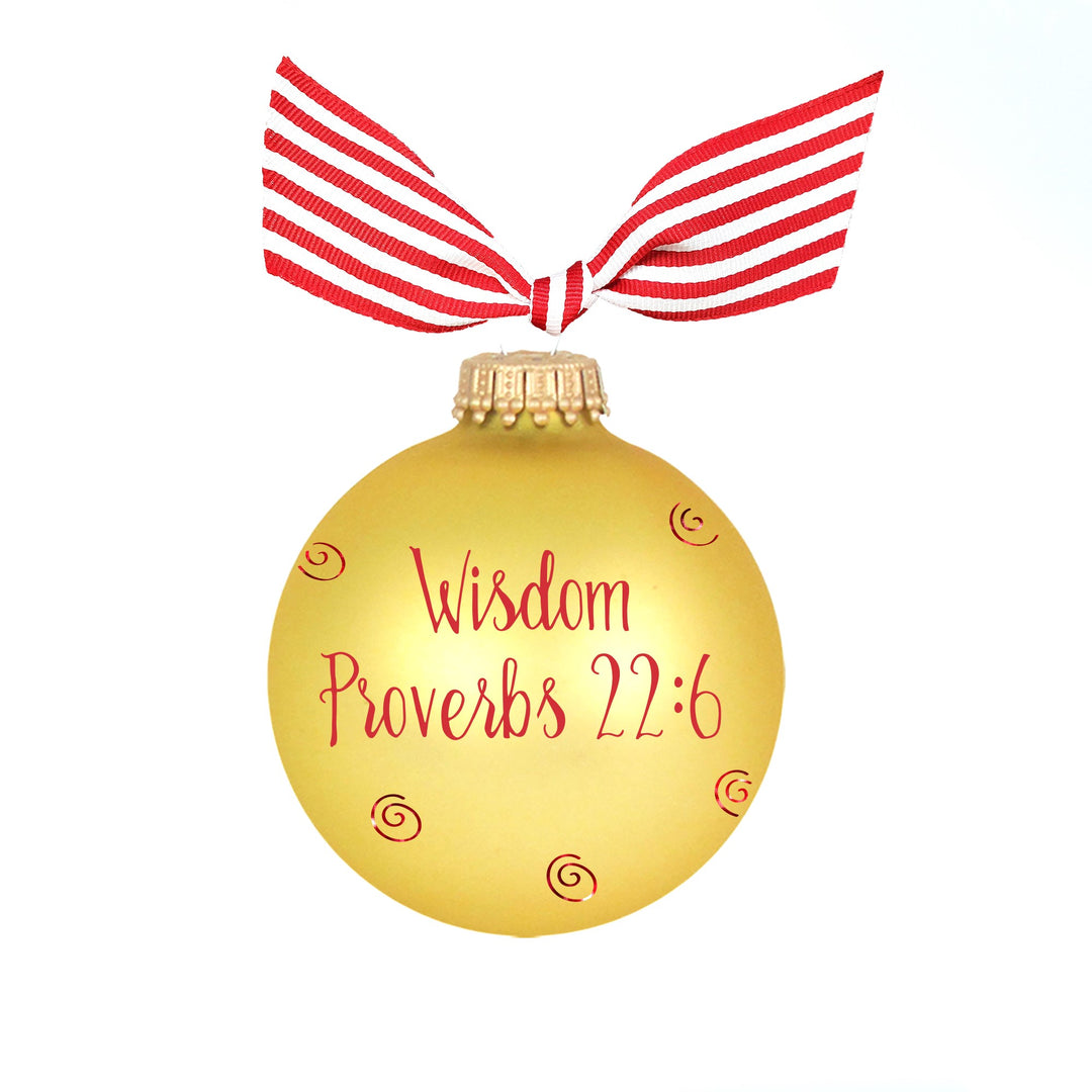 3 1/4" (80mm) Personalizable Hugs Specialty Gift Ornaments, Aztec Gold Glass Ball with Bible Hero/ Solomon