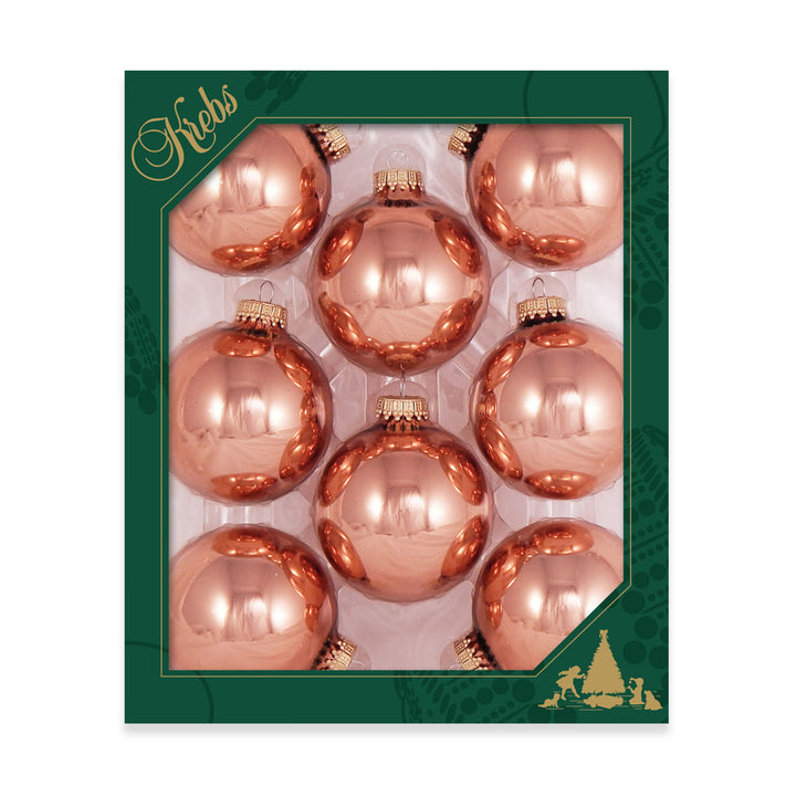 2 5/8" (67mm) Ball Ornaments, Gold Caps, Burnished Copper, 8/Box, 12/Case, 96 Pieces
