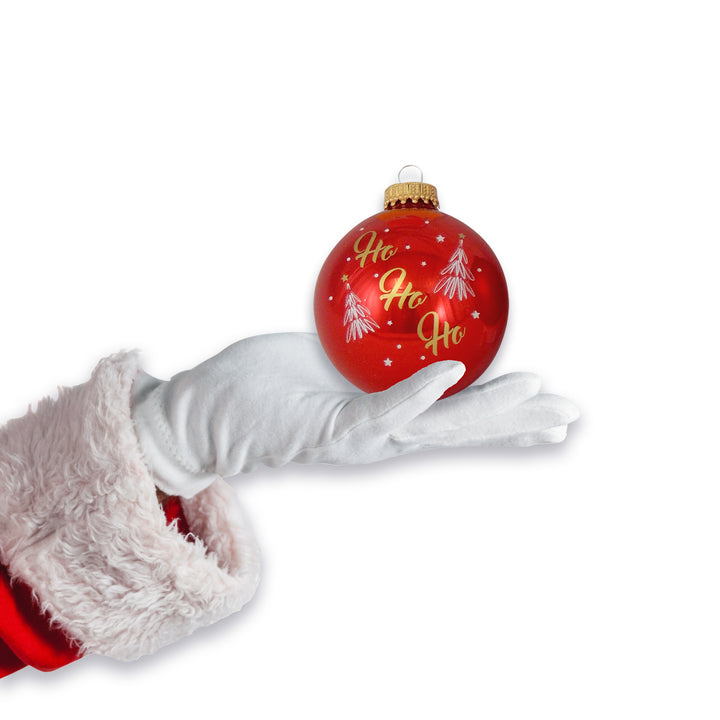 2 5/8" (67mm) Ball Ornaments Candy Apple Red / Flame Red with HoHoHo, 4/Box, 12/Case, 48 Pieces