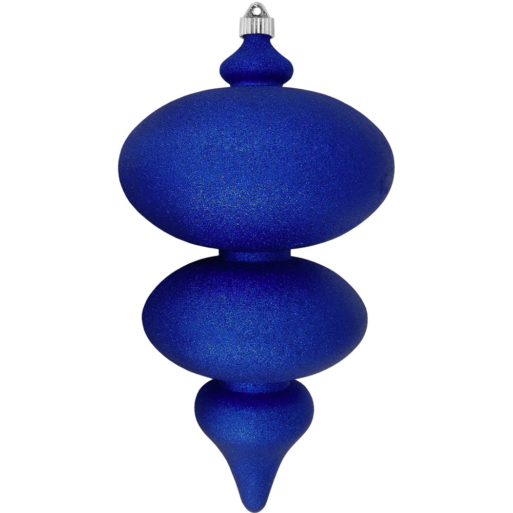 15" (380mm) Giant Commercial Shatterproof Finials, Dark Blue Glitter, Case, 4 Pieces