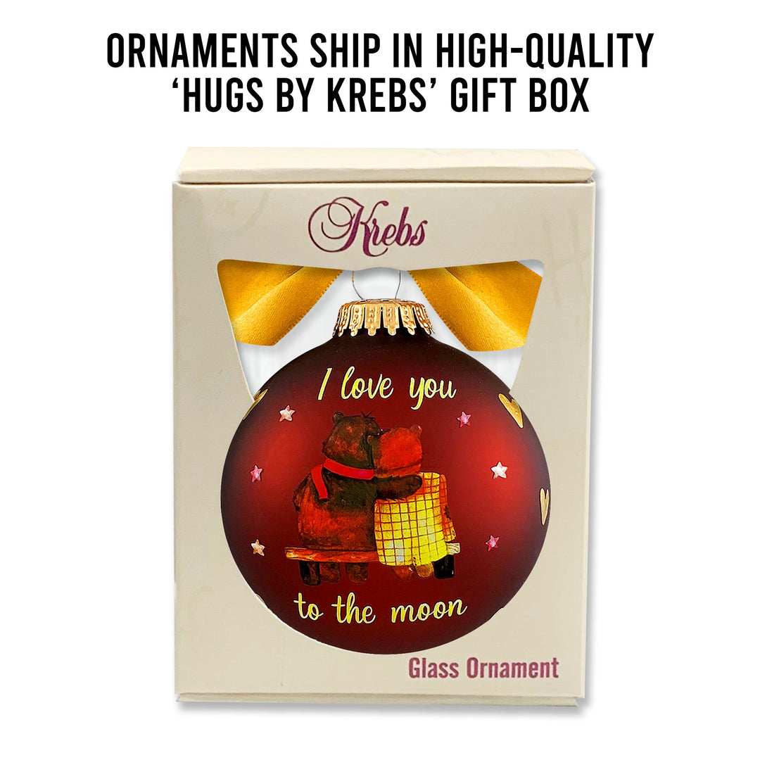 3 1/4" (80mm) Personalizable Hugs Specialty Gift Ornaments, I Love you to the Moon and Back, Mustang Velvet, 1/Box, 12/Case, 12 Pieces