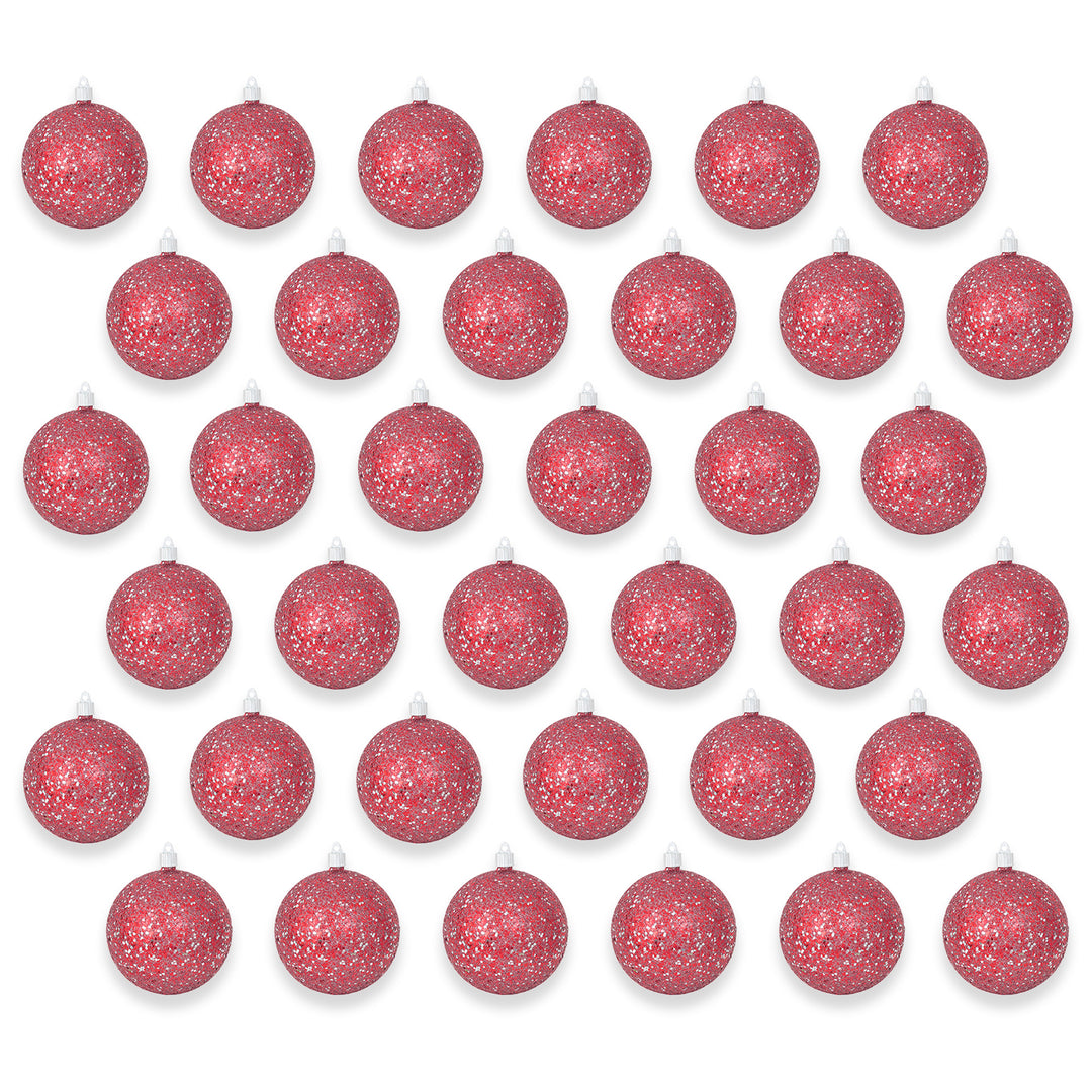 4 3/4" (120mm) Jumbo Commercial Shatterproof Ball Ornament, Red and Silver Glitz, Case, 36 Pieces