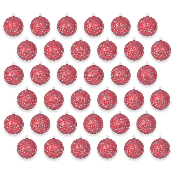 4 3/4" (120mm) Jumbo Commercial Shatterproof Ball Ornament, Red and Silver Glitz, Case, 36 Pieces
