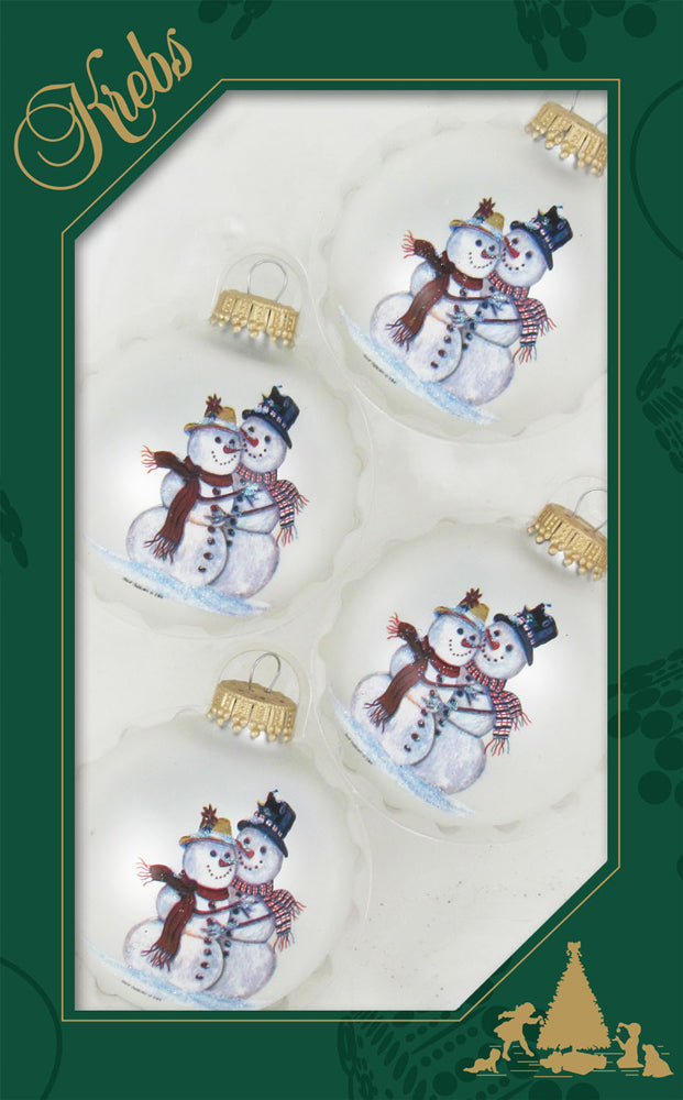 2 5/8" (67mm) Ball Ornaments, Snow Couple Sledding, Multi, 4/Box, 12/Case, 48 Pieces