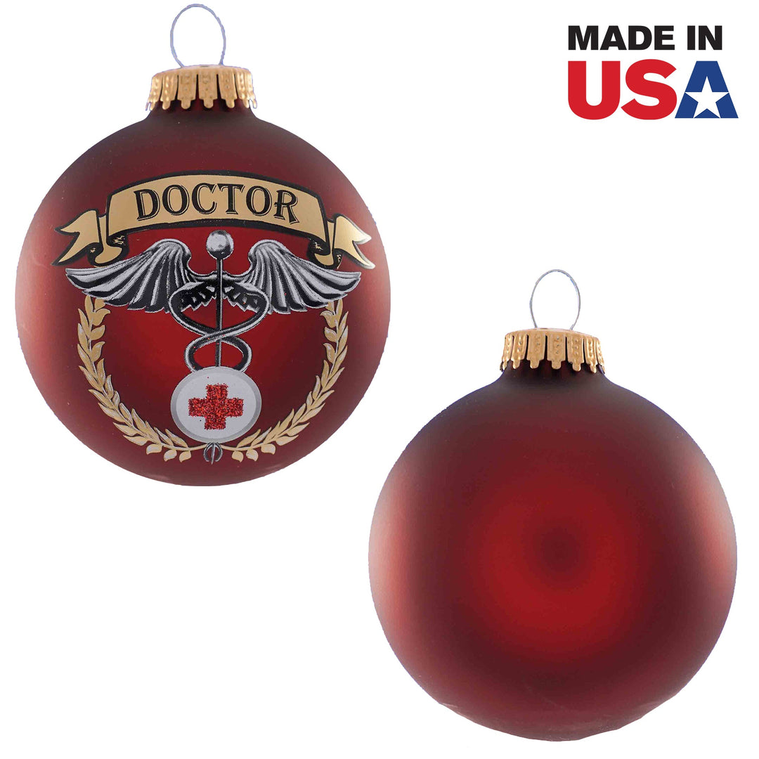 3 1/4" (80mm) Port Velvet Glass Ball with First Responders Doctor Icon. 1/Box, 12/Case