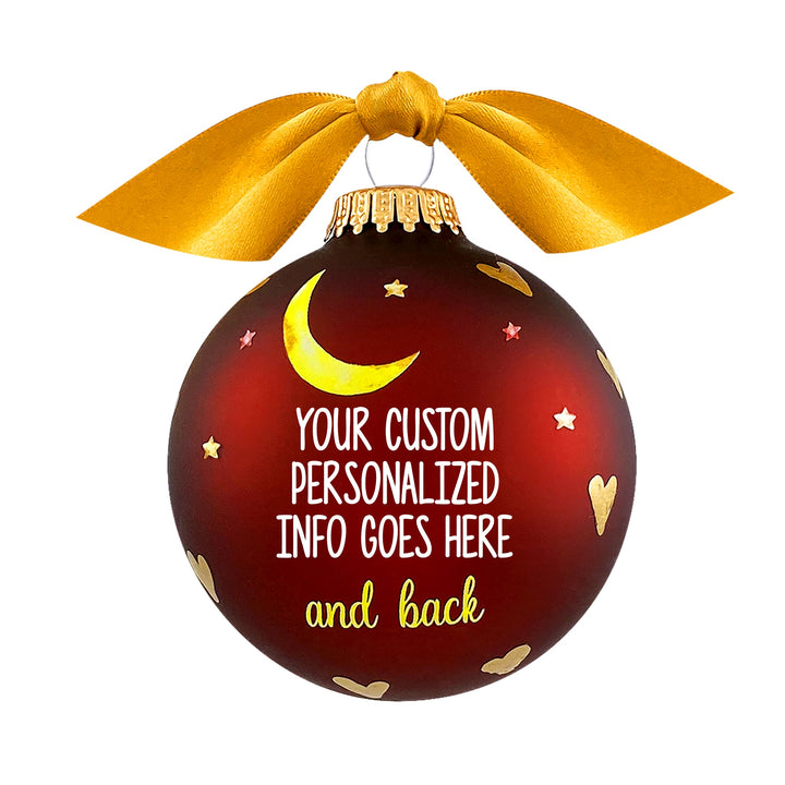 3 1/4" (80mm) Personalizable Hugs Specialty Gift Ornaments, I Love you to the Moon and Back, Mustang Velvet, 1/Box, 12/Case, 12 Pieces