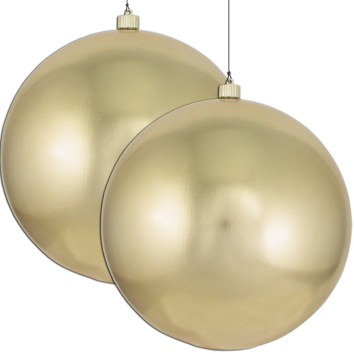 12" (300mm) Giant Commercial Pre Wired Shatterproof Ball Ornament, Gilded Gold, Case, 2 Pieces