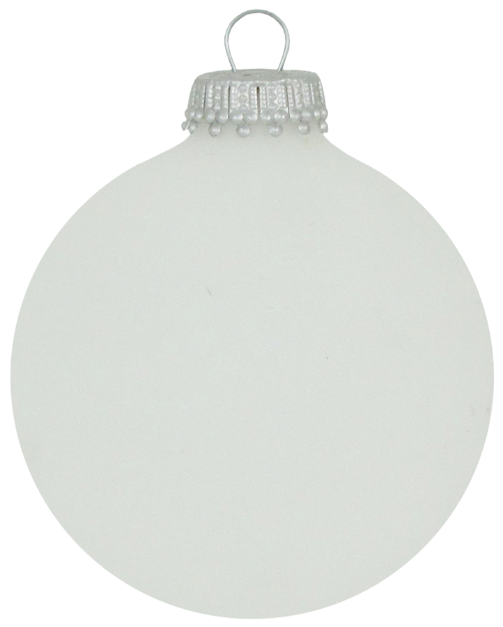 2 5/8" (67mm) Ball Ornaments, Silver Caps, Frost White, 8/Box, 12/Case, 96 Pieces