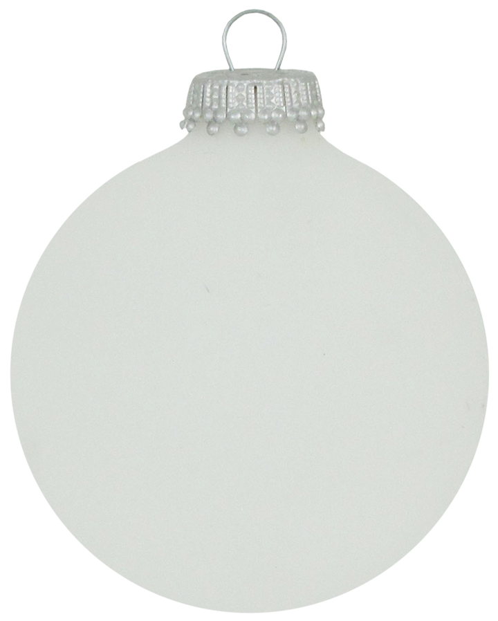 2 5/8" (67mm) Ball Ornaments, Silver Caps, Frost White, 8/Box, 12/Case, 96 Pieces