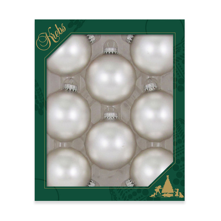 2 5/8" (67mm) Ball Ornaments, Silver Caps, Sterling Silver, 8/Box, 12/Case, 96 Pieces