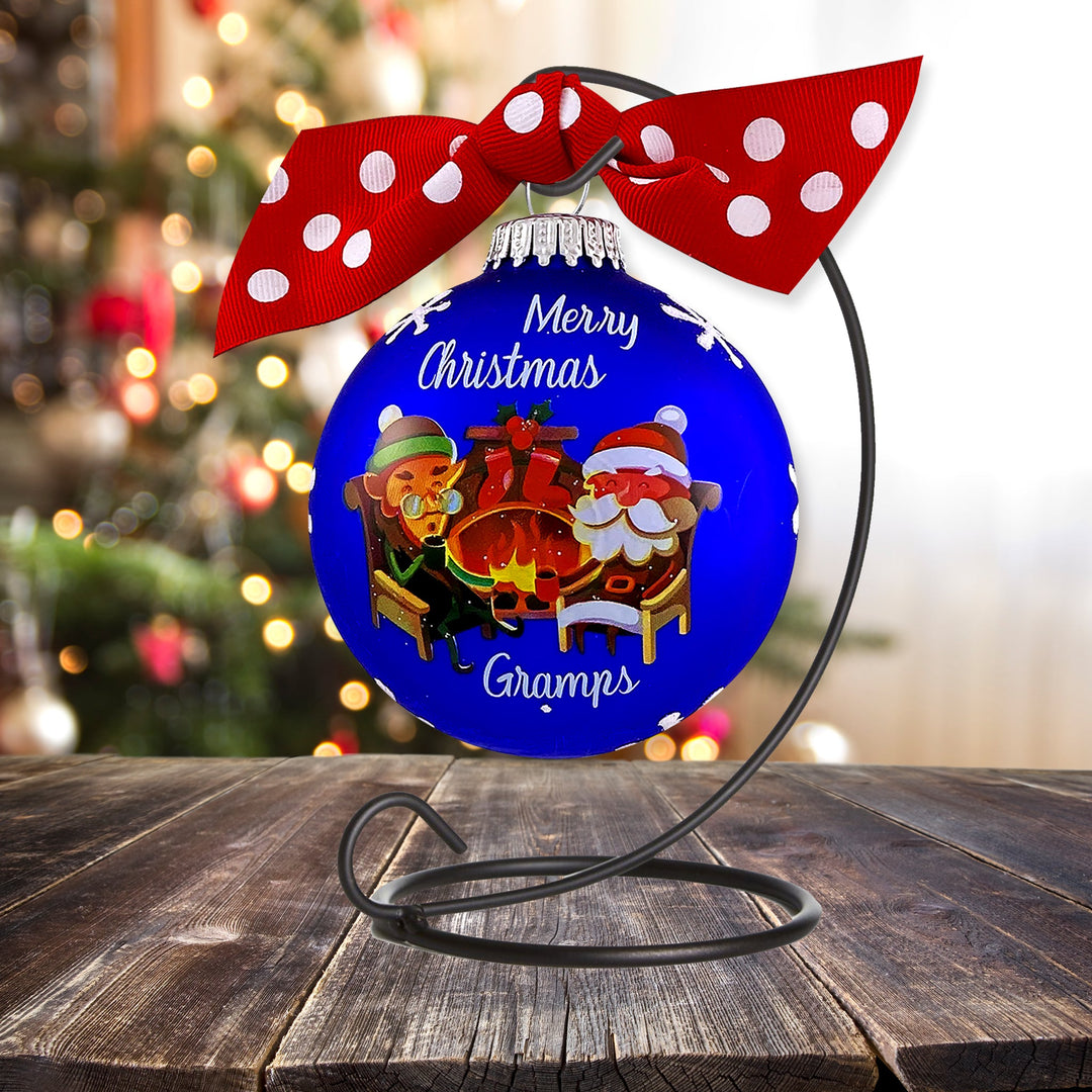 3 1/4" (80mm) Personalizable Hugs Specialty Gift Ornaments, Merry Christmas Gramps, Royal Velvet, 1/Box, 12/Case, 12 Pieces
