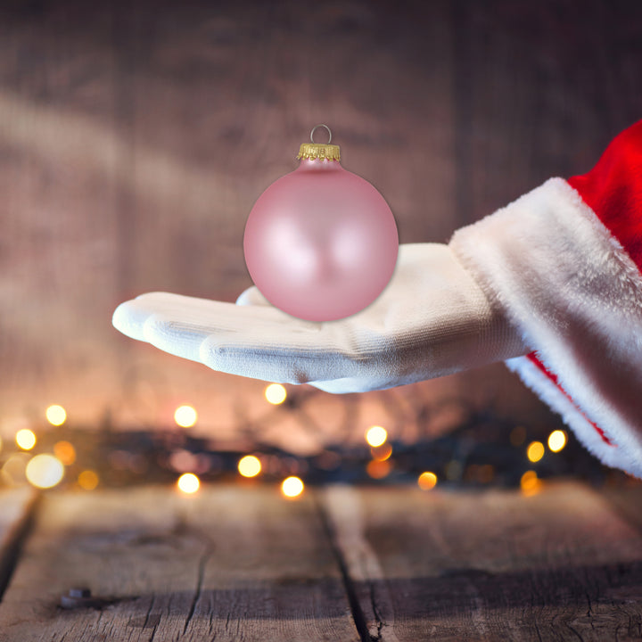 2 5/8" (67mm) Ball Ornaments, Gold Caps, Tickled Pink, 8/Box, 12/Case, 96 Pieces