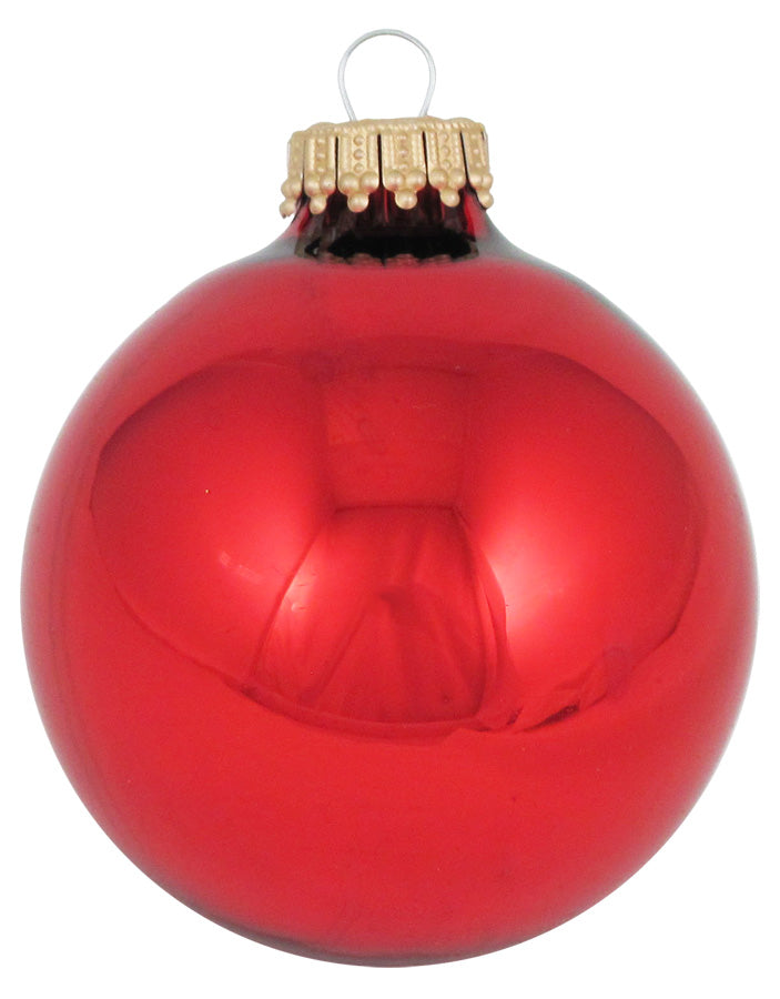 2" (50mm) Ball Ornaments, Gold Caps, Christmas Red, 12/Box, 12/Case, 144 Pieces